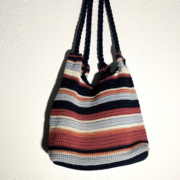 The Sak Original Crochet Mariner Striped Americana Shoulder Bag - Picture 1 of 8